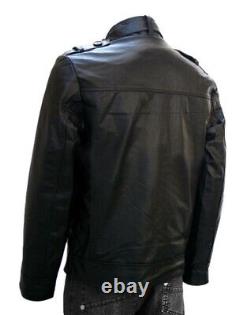 New Men's Genuine Leather Jacket Biker Style Motorcycle Slim Fit Jacket AZ100