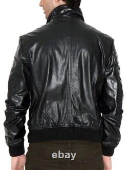 New Men's Genuine Leather Jacket Biker Style Motorcycle Slim Fit Jacket AZ132