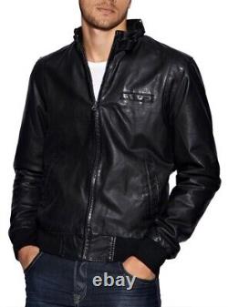 New Men's Genuine Leather Jacket Biker Style Motorcycle Slim Fit Jacket AZ133