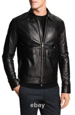 New Men's Genuine Leather Jacket Biker Style Motorcycle Slim Fit Jacket AZ136