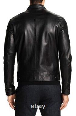 New Men's Genuine Leather Jacket Biker Style Motorcycle Slim Fit Jacket AZ136