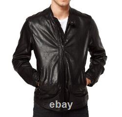 New Men's Genuine Leather Jacket Biker Style Motorcycle Slim Fit Jacket AZ137
