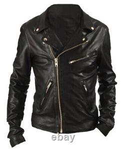 New Men's Genuine Leather Jacket Biker Style Motorcycle Slim Fit Jacket AZ140