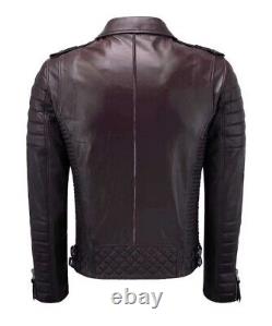 New Men's Genuine Leather Jacket Biker Style Motorcycle Slim Fit Jacket AZ182