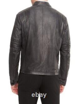 New Men's Genuine Leather Jacket Biker Style Motorcycle Slim Fit Jacket AZ195