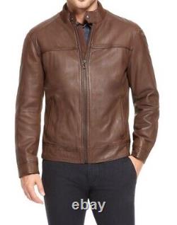 New Men's Genuine Leather Jacket Biker Style Motorcycle Slim Fit Jacket AZ238