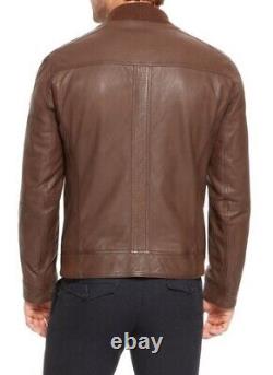 New Men's Genuine Leather Jacket Biker Style Motorcycle Slim Fit Jacket AZ238