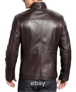 New Men's Genuine Leather Jacket Biker Style Motorcycle Slim Fit Jacket AZ254