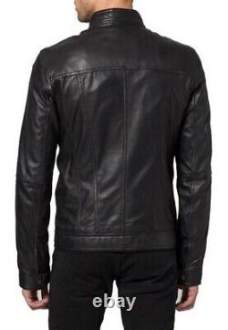 New Men's Genuine Leather Jacket Biker Style Motorcycle Slim Fit Jacket AZ258
