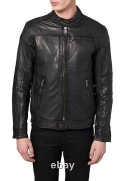 New Men's Genuine Leather Jacket Biker Style Motorcycle Slim Fit Jacket AZ260
