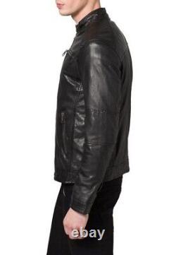 New Men's Genuine Leather Jacket Biker Style Motorcycle Slim Fit Jacket AZ260