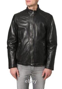 New Men's Genuine Leather Jacket Biker Style Motorcycle Slim Fit Jacket AZ264