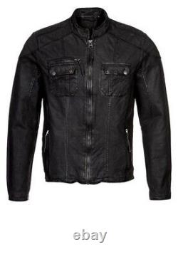 New Men's Genuine Leather Jacket Biker Style Motorcycle Slim Fit Jacket AZ267
