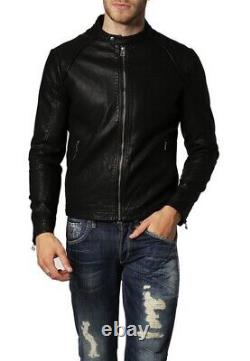 New Men's Genuine Leather Jacket Biker Style Motorcycle Slim Fit Jacket AZ286