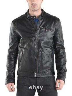 New Men's Genuine Leather Jacket Biker Style Motorcycle Slim Fit Jacket AZ289