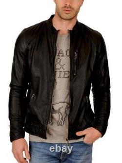 New Men's Genuine Leather Jacket Biker Style Motorcycle Slim Fit Jacket AZ294
