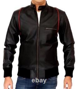 New Men's Genuine Leather Jacket Biker Style Motorcycle Slim Fit Jacket AZ295