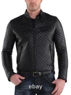 New Men's Genuine Leather Jacket Biker Style Motorcycle Slim Fit Jacket AZ297