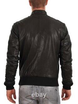 New Men's Genuine Leather Jacket Biker Style Motorcycle Slim Fit Jacket AZ347