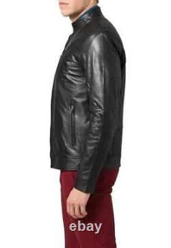 New Men's Genuine Leather Jacket Biker Style Motorcycle Slim Fit Jacket AZ356