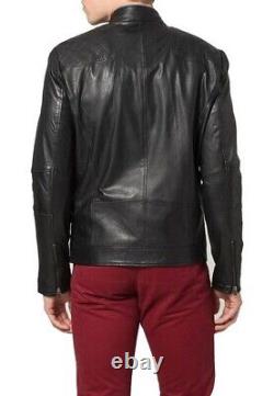 New Men's Genuine Leather Jacket Biker Style Motorcycle Slim Fit Jacket AZ356