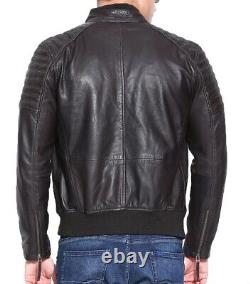 New Men's Genuine Leather Jacket Biker Style Motorcycle Slim Fit Jacket AZ445