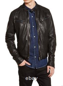 New Men's Genuine Leather Jacket Biker Style Motorcycle Slim Fit Jacket AZ448