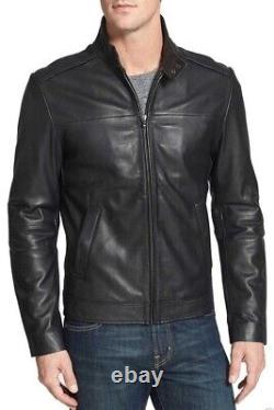 New Men's Genuine Leather Jacket Biker Style Motorcycle Slim Fit Jacket AZ451
