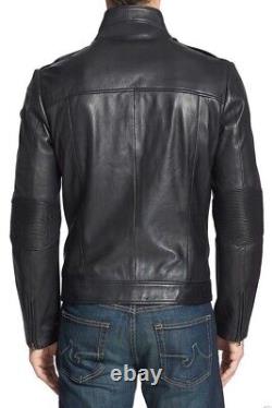 New Men's Genuine Leather Jacket Biker Style Motorcycle Slim Fit Jacket AZ451