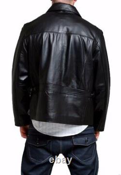 New Men's Genuine Leather Jacket Biker Style Motorcycle Slim Fit Jacket AZ516
