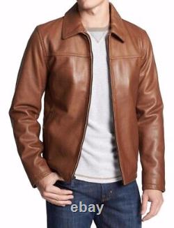 New Men's Genuine Leather Jacket Biker Style Motorcycle Slim Fit Jacket AZ539
