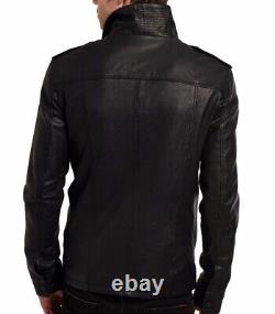 New Men's Genuine Leather Jacket Biker Style Motorcycle Slim Fit Jacket AZ553