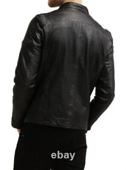 New Men's Genuine Leather Jacket Biker Style Motorcycle Slim Fit Jacket AZ607
