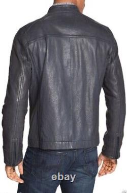 New Men's Genuine Leather Jacket Biker Style Motorcycle Slim Fit Jacket AZ620