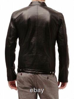 New Men's Genuine Leather Jacket Biker Style Motorcycle Slim Fit Jacket AZ625