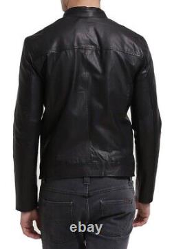 New Men's Genuine Leather Jacket Biker Style Motorcycle Slim Fit Jacket AZ637