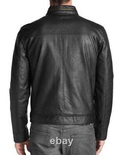 New Men's Genuine Leather Jacket Biker Style Motorcycle Slim Fit Jacket AZ648