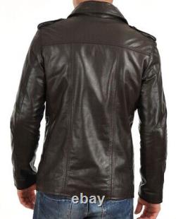 New Men's Genuine Leather Jacket Biker Style Motorcycle Slim Fit Jacket AZ671