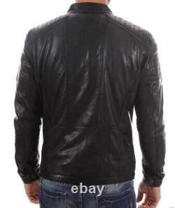 New Men's Genuine Leather Jacket Biker Style Motorcycle Slim Fit Jacket AZ676