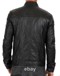New Men's Genuine Leather Jacket Biker Style Motorcycle Slim Fit Jacket AZ685