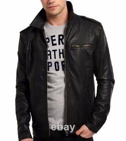 New Men's Genuine Leather Jacket Biker Style Motorcycle Slim Fit Jacket AZ689