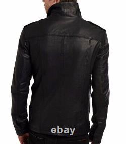 New Men's Genuine Leather Jacket Biker Style Motorcycle Slim Fit Jacket AZ689
