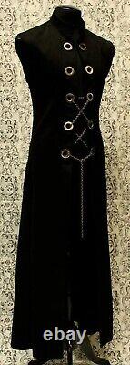 New Men's Hellraiser Black Denim Sleeveless Robe Coat, Men's Long Coat