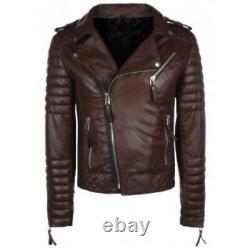 New Men's Leather Jacket Genuine Lambskin Motorcycle Slim fit Biker Jacket TM012