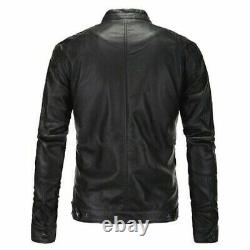 New Men's Leather Jacket Slim Fit Biker Motorcycle Genuine Leather Coat