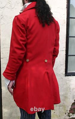New Men's Red Hunting wool Custom Made Swallow tail Jacket Expedited shipping