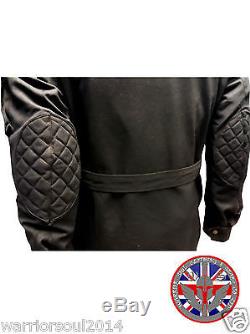 New Mens Black COTTON WAXED Motorcycle Breathable, WP Lined, ARMOUR BIKER JACKET
