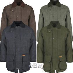 New Mens British Tweed Jacket Quilted Country Outdoor Shooting Wool Farming Coat