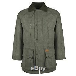 New Mens British Tweed Jacket Quilted Country Outdoor Shooting Wool Farming Coat
