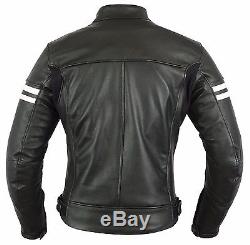 New Mens Motorbike Genuine Leather Waterproof Jacket Motorcycle CE Protection